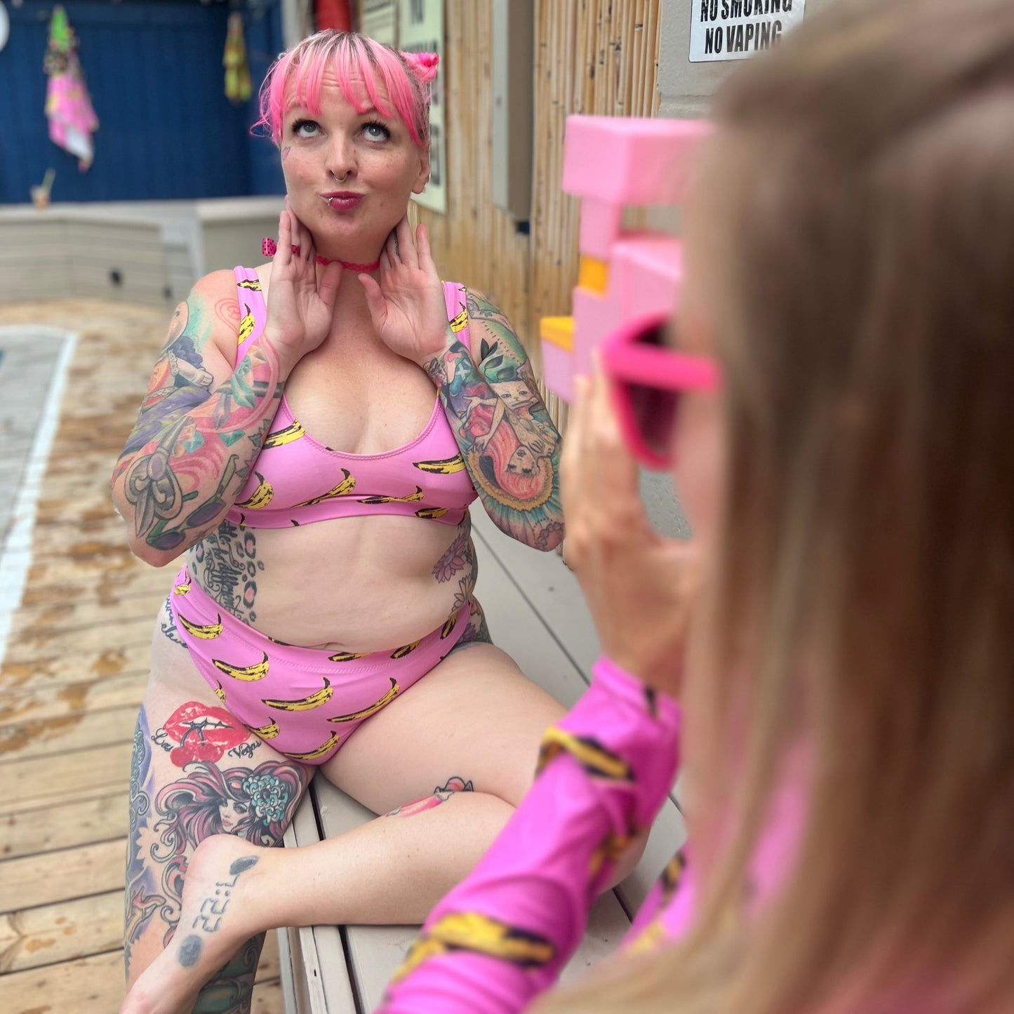 Pink Banana High-waisted Bikini (recycled)