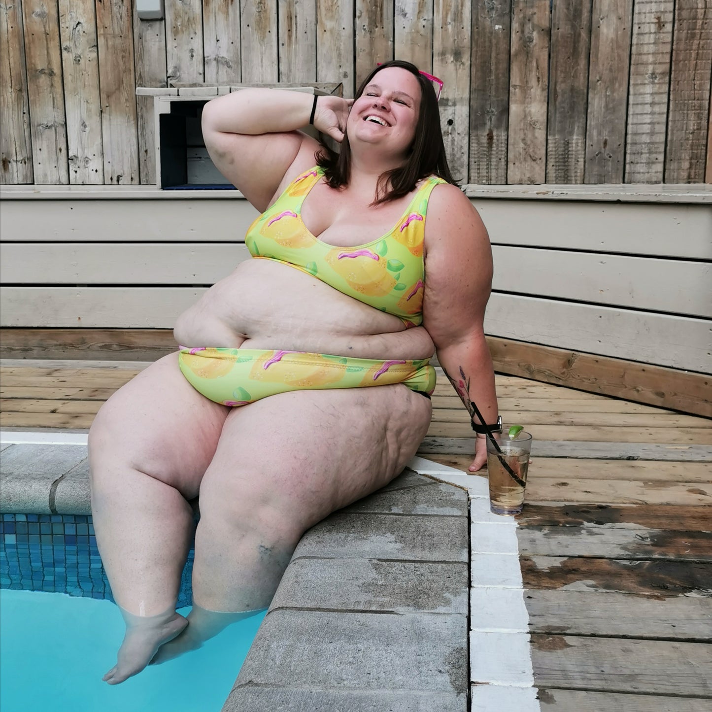 "Sour Puss" Lemon Vulva, High-waisted Bikini