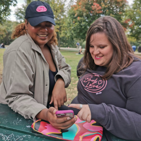 Embrace Body Love Logo, organic sweatshirt- Crewneck, Pink Logo (Recycled)