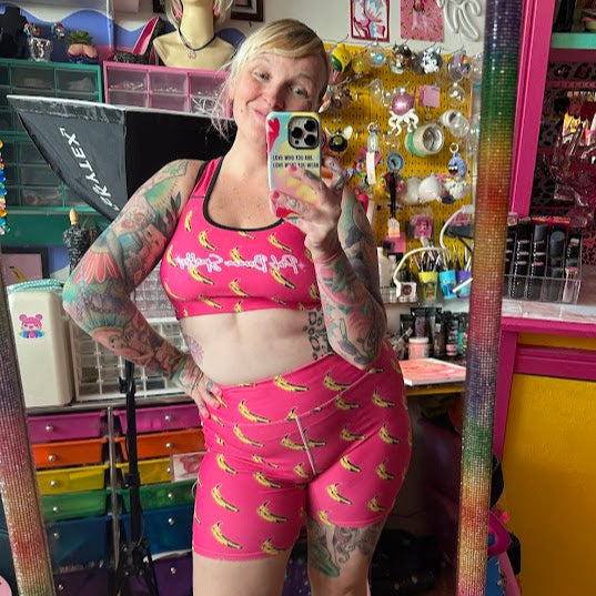 Pink Banana Yoga Shorts- Dark Pink
