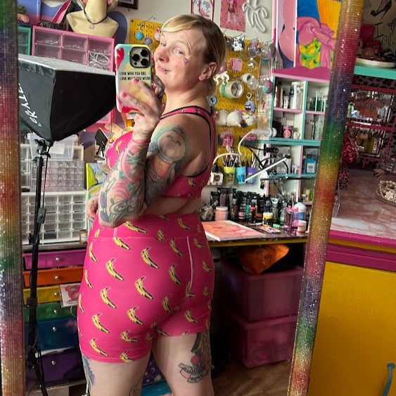 Pink Banana Yoga Shorts- Dark Pink