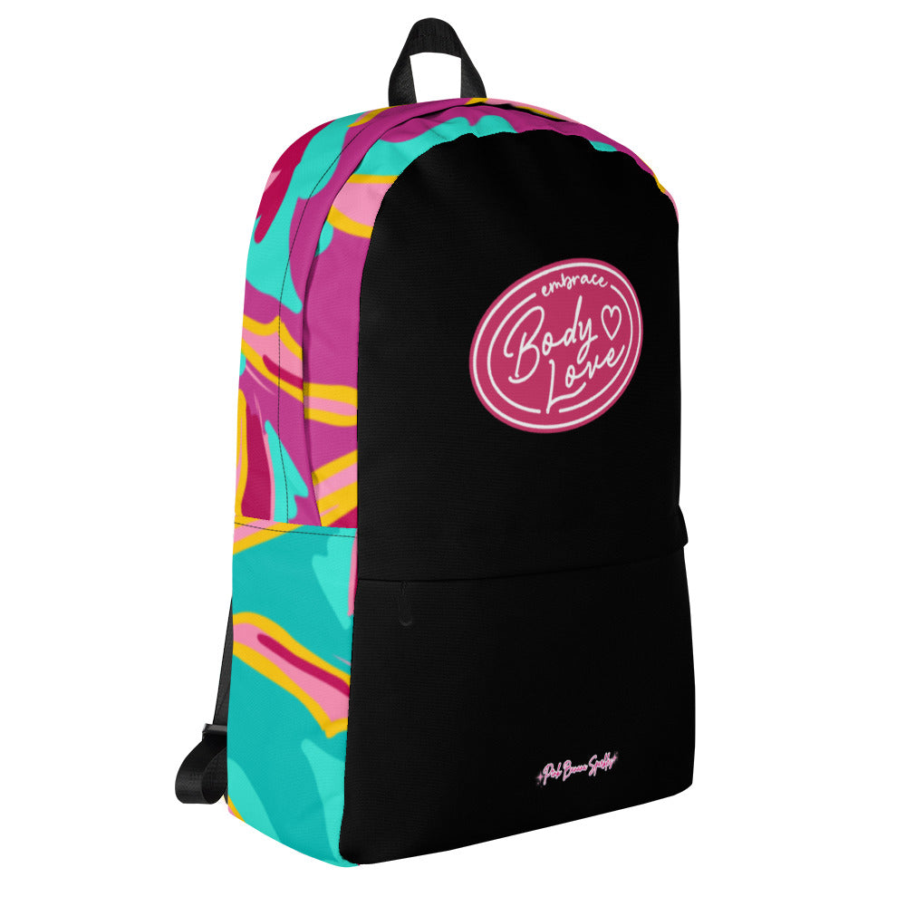 Embrace Body Love Logo Backpack- Black/Pink