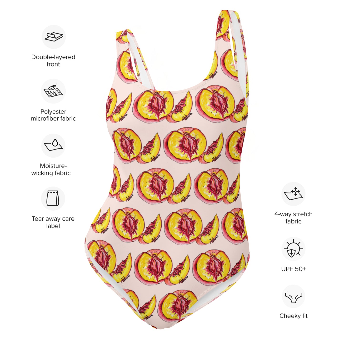 "Peachy Queen" Peach Vulva One-Piece Swimsuit