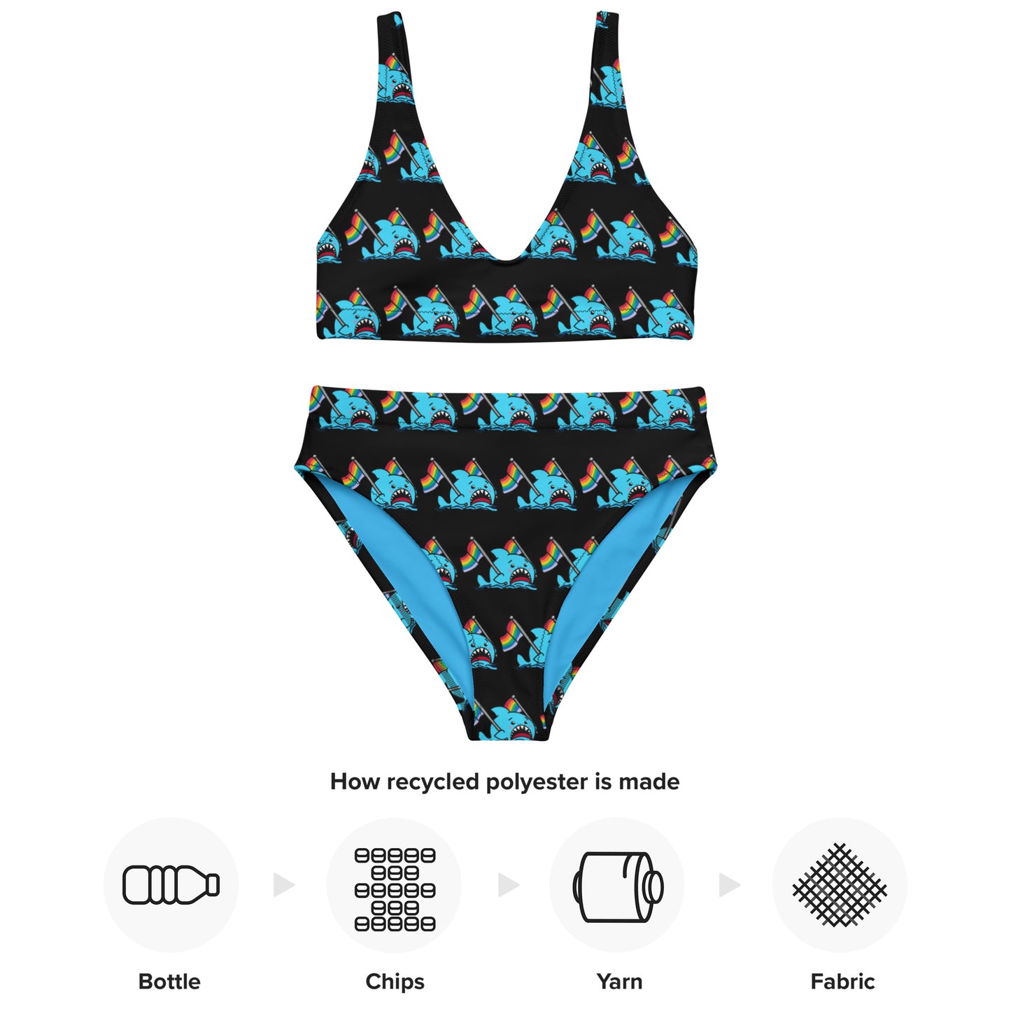 Anxious Shark Rainbow Pride Flag- High-Waisted Bikini