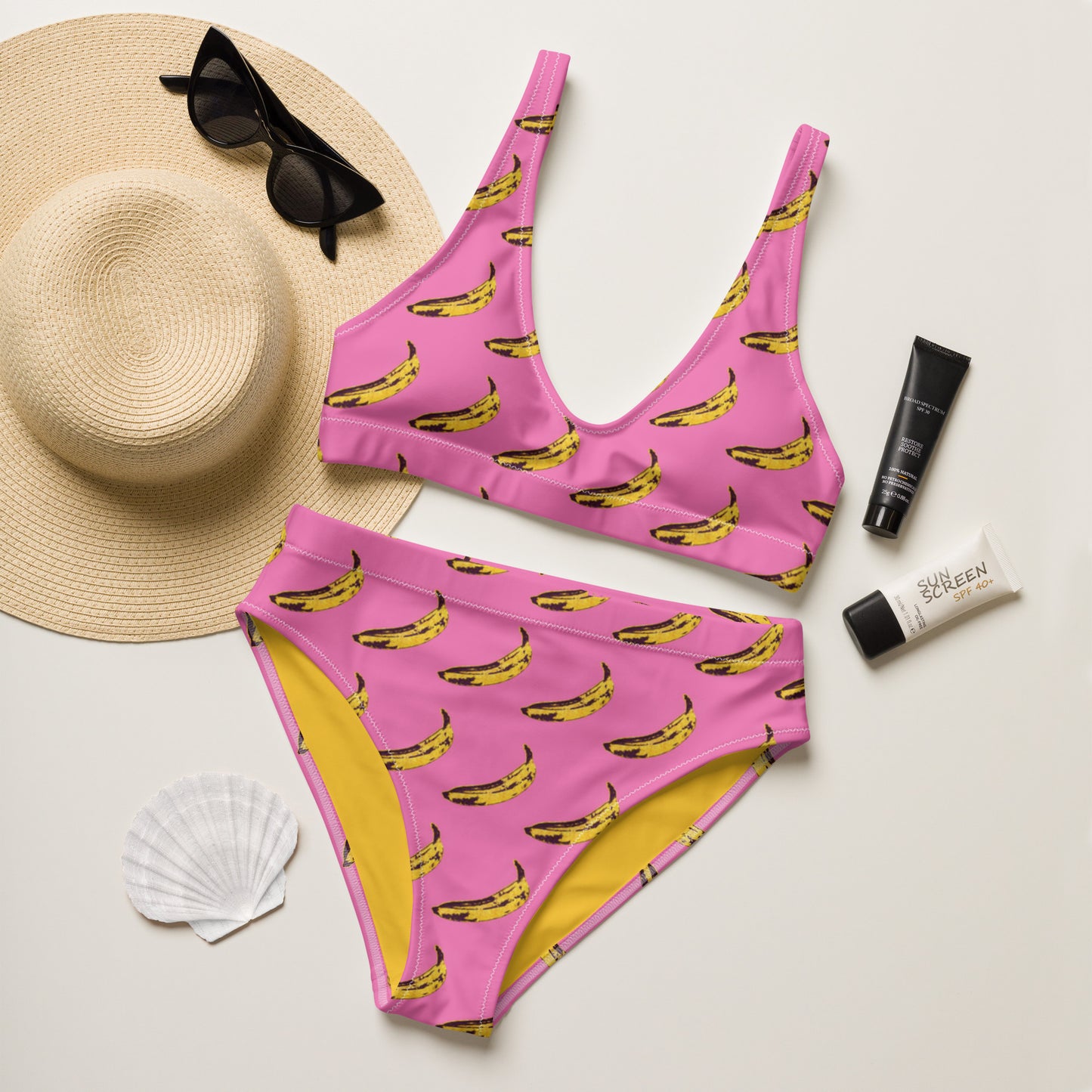 Pink Banana High-waisted Bikini (recycled)