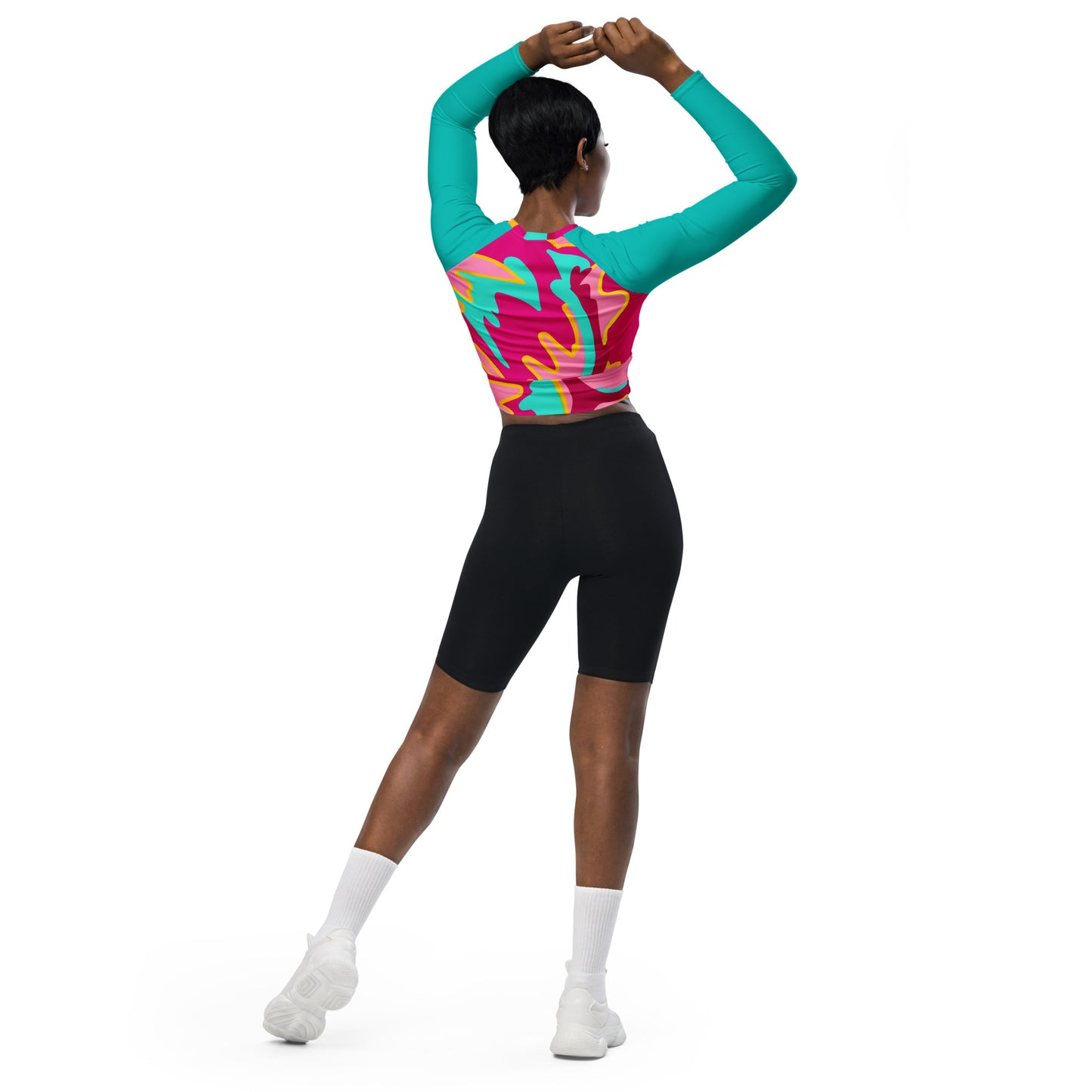 Embrace Body Love, Long-sleeve Crop Top- Full pattern (recycled)