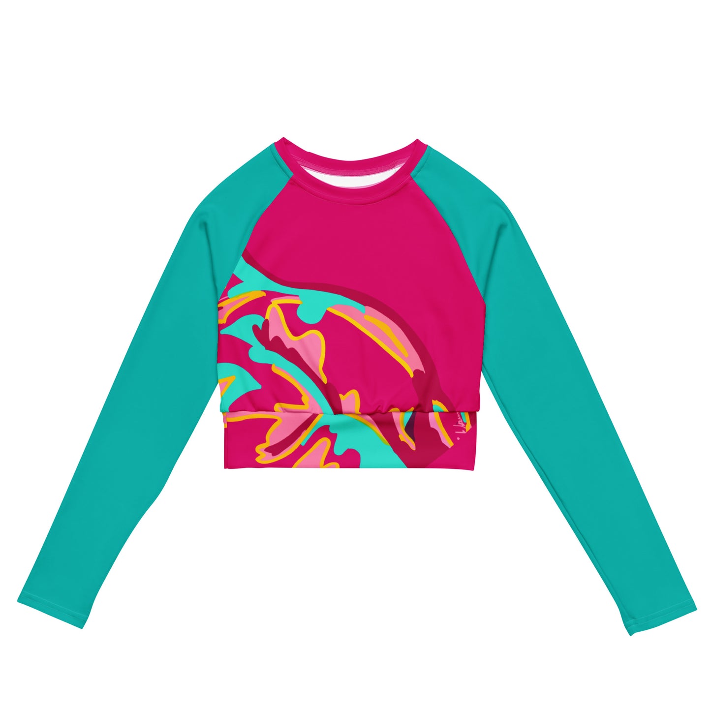 Embrace Body Love, Long-sleeve Crop Top- Hot Pink (recycled)
