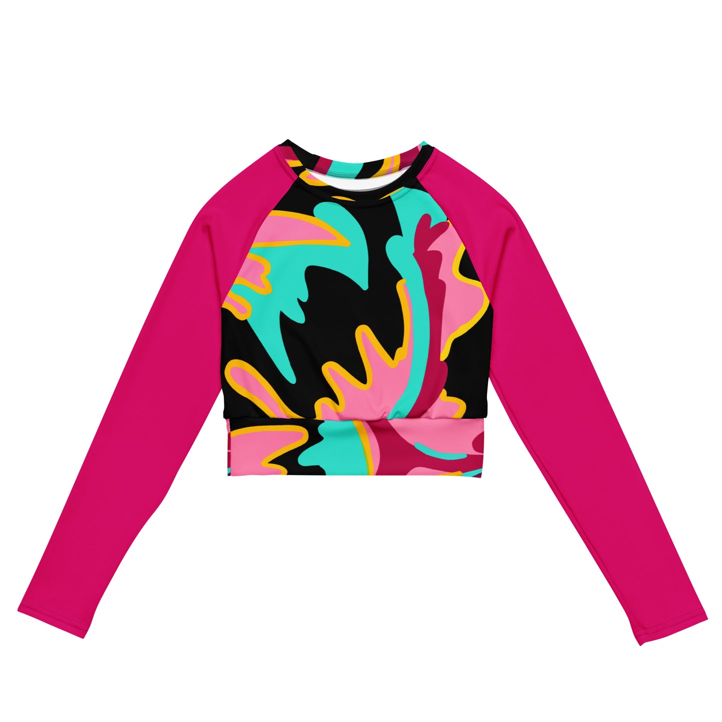 Body Love "New Classic" Long-sleeve Crop Top- Pink Sleeves (recycled)