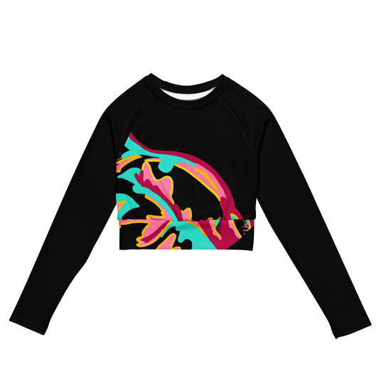 Body Love "New Classic" Long-sleeve Crop Top- Black Sleeves (recycled)