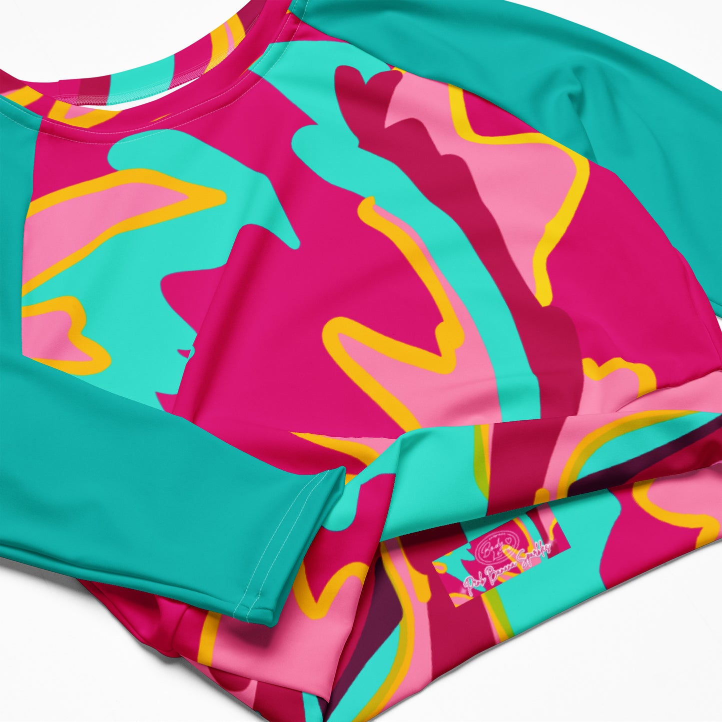 Embrace Body Love, Long-sleeve Crop Top- Full pattern (recycled)