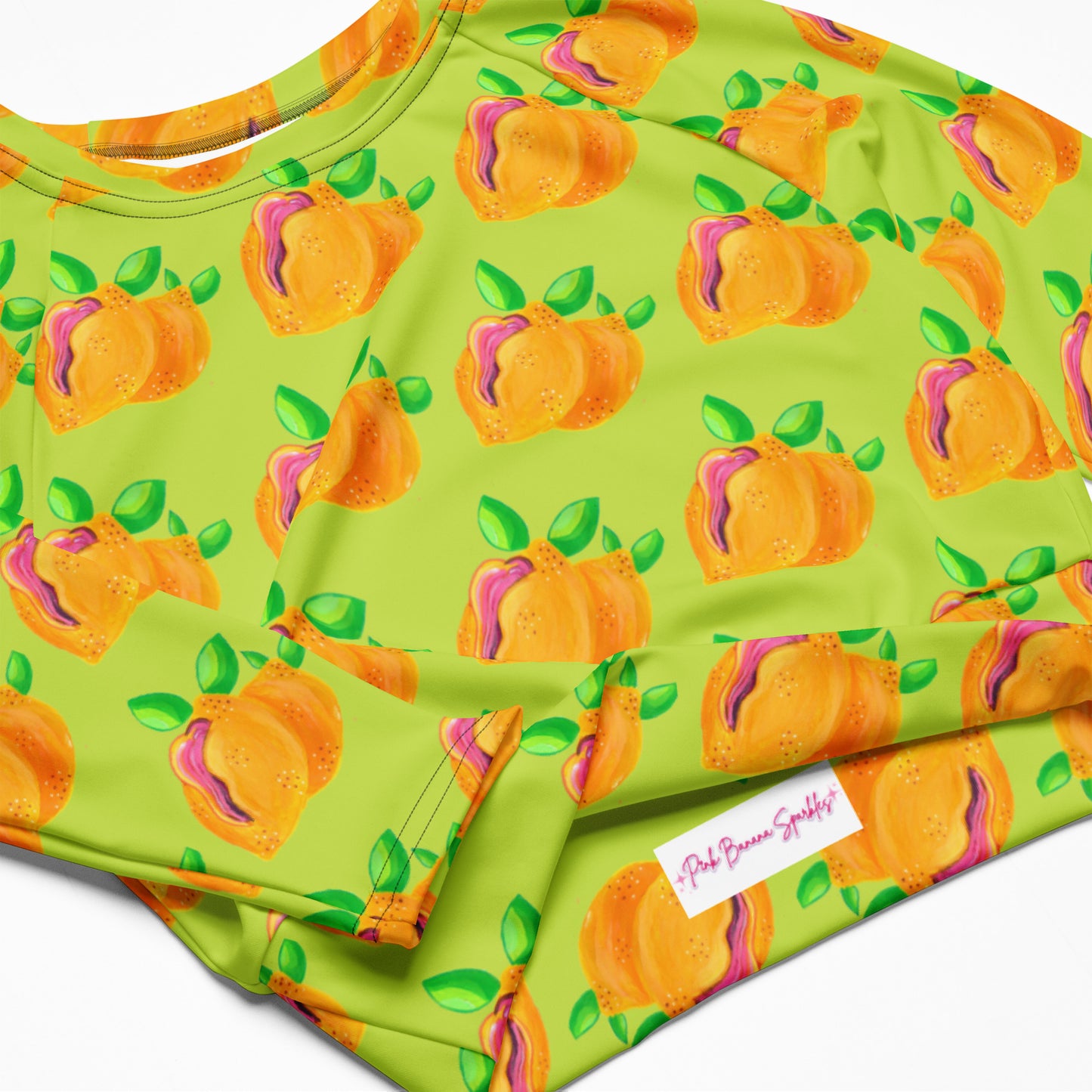 "Sour Puss" Lemon Vulva- Long-sleeve crop top (Recycled)
