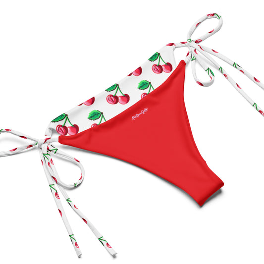 "Cherry on Top" String bikini, White (Recycled)