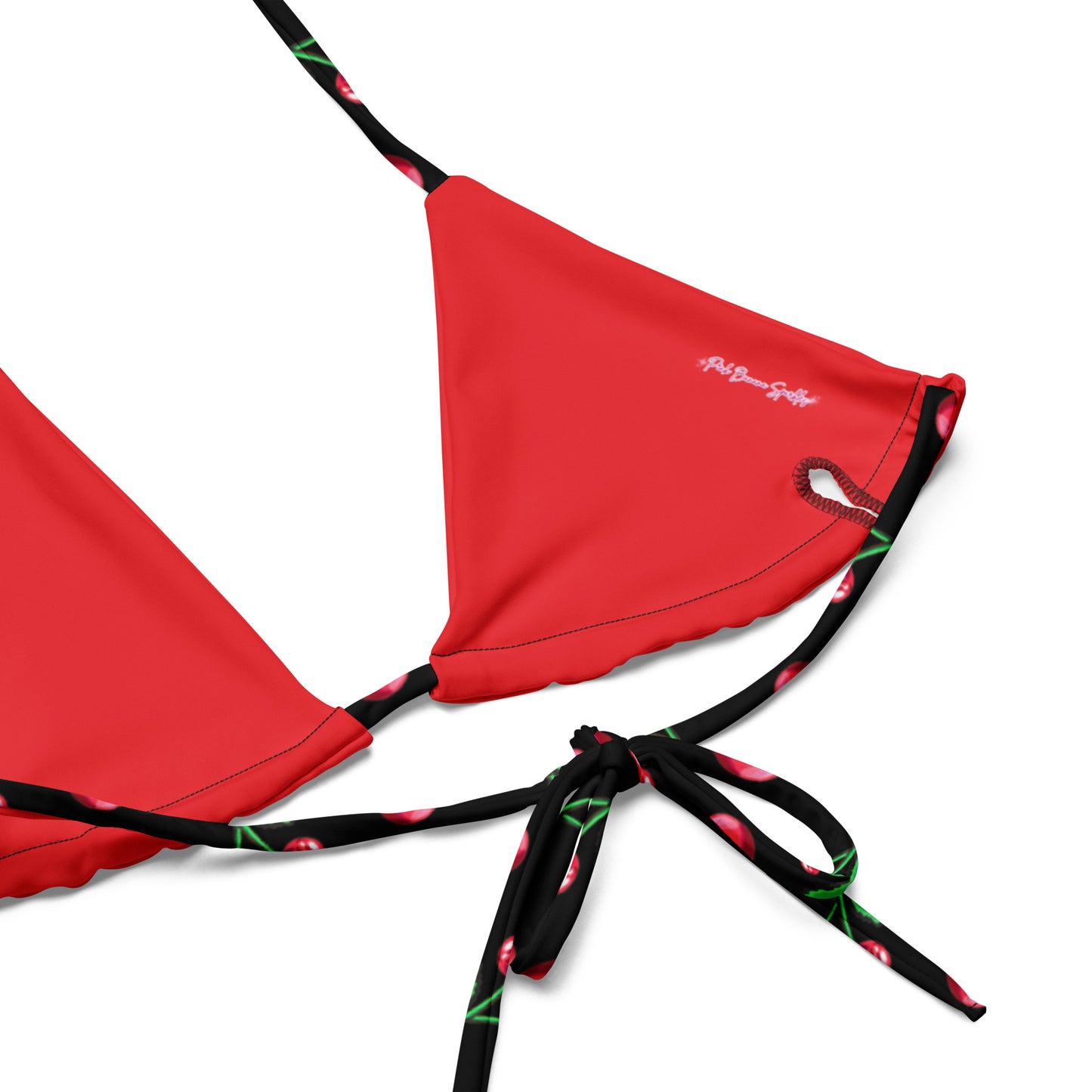 "Cherry on Top" Cherry Vulva- String bikini, Black (Recycled)