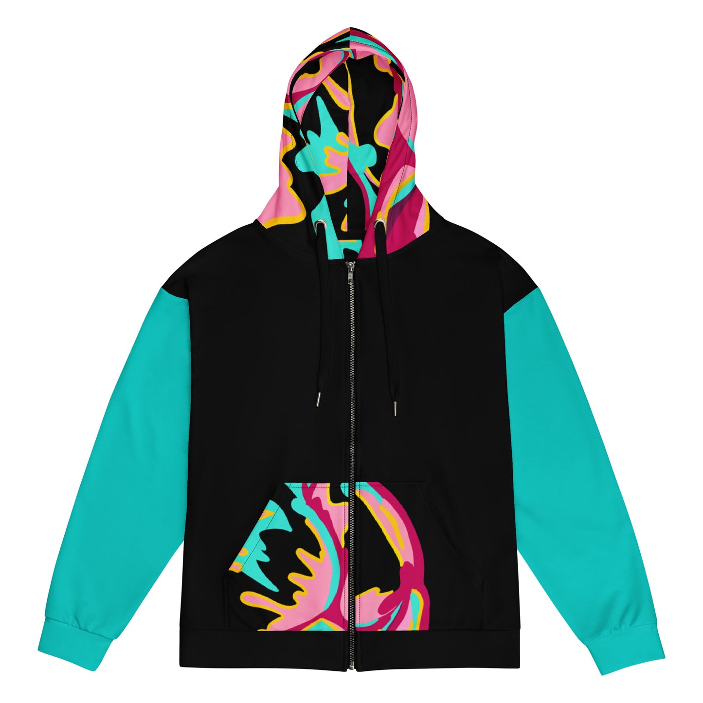 Body Love "New Classic" Zip hoodie- Genderless, Teal Sleeves (Recycled)