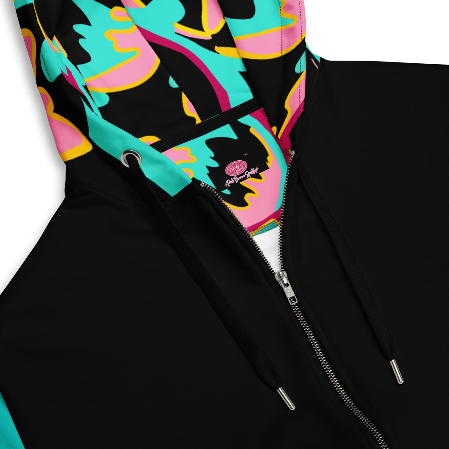 Body Love "New Classic" Zip hoodie- Genderless, Teal Sleeves (Recycled)