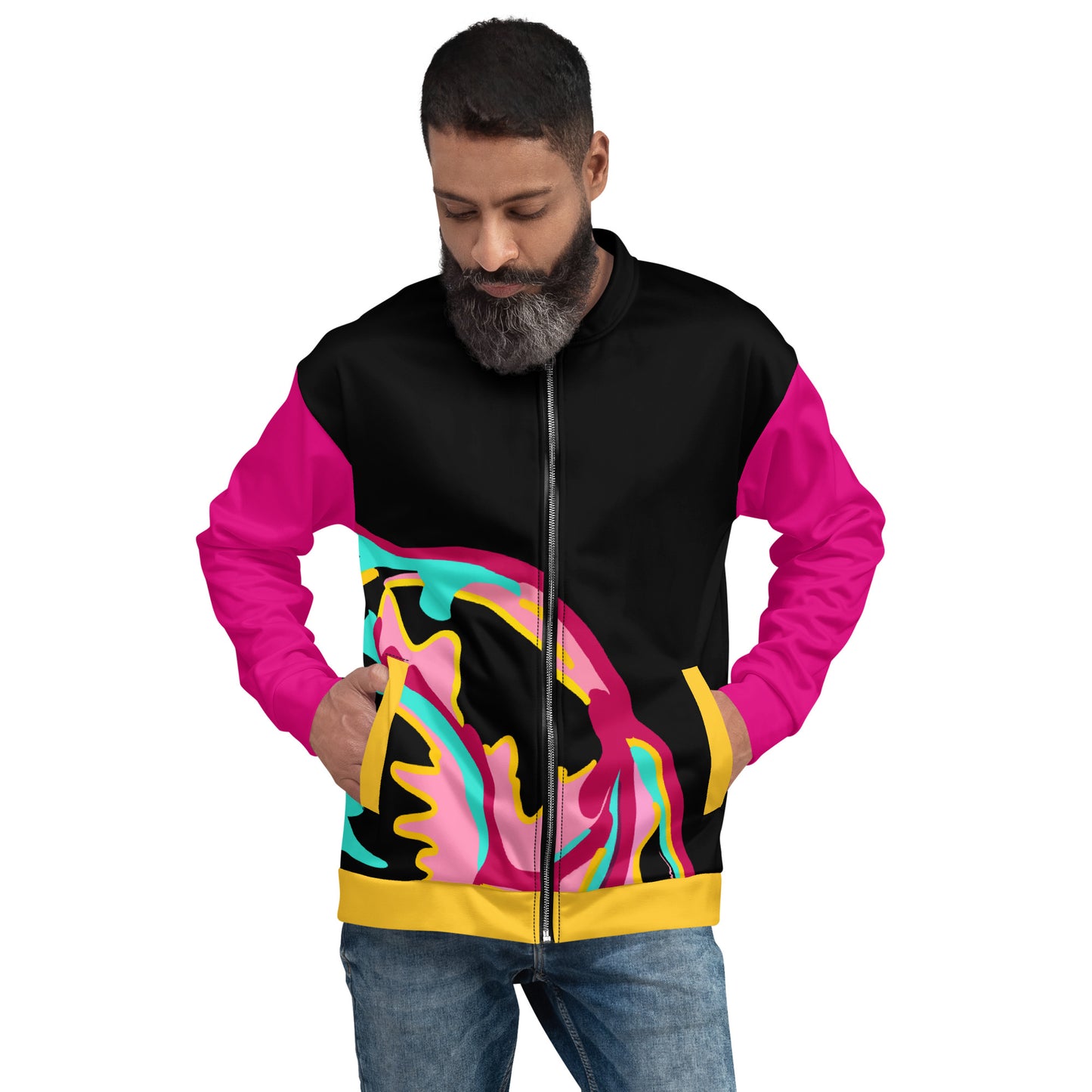 Body Love "New Classic" Bomber Jacket- Genderless, Pink Sleeves
