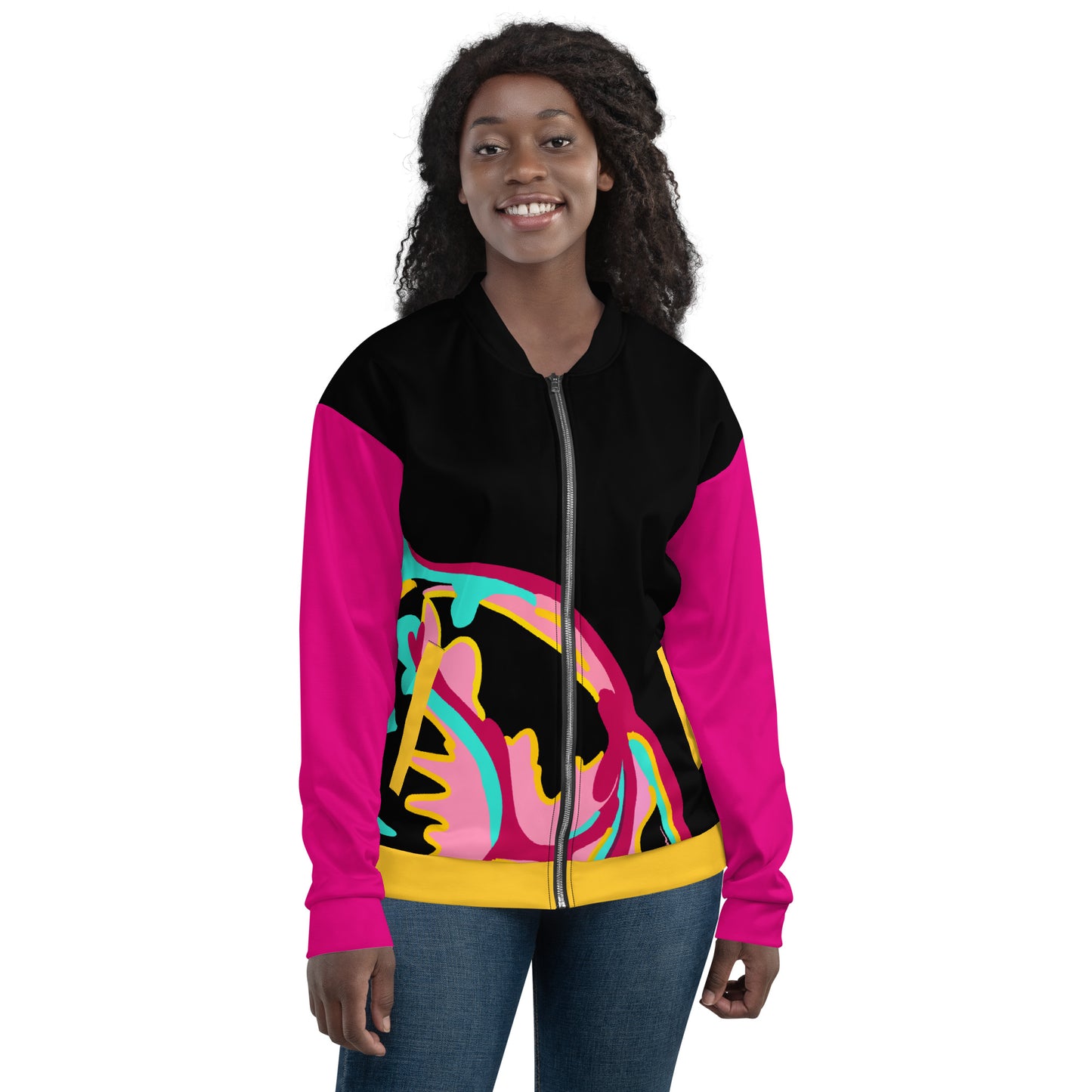 Body Love "New Classic" Bomber Jacket- Genderless, Pink Sleeves