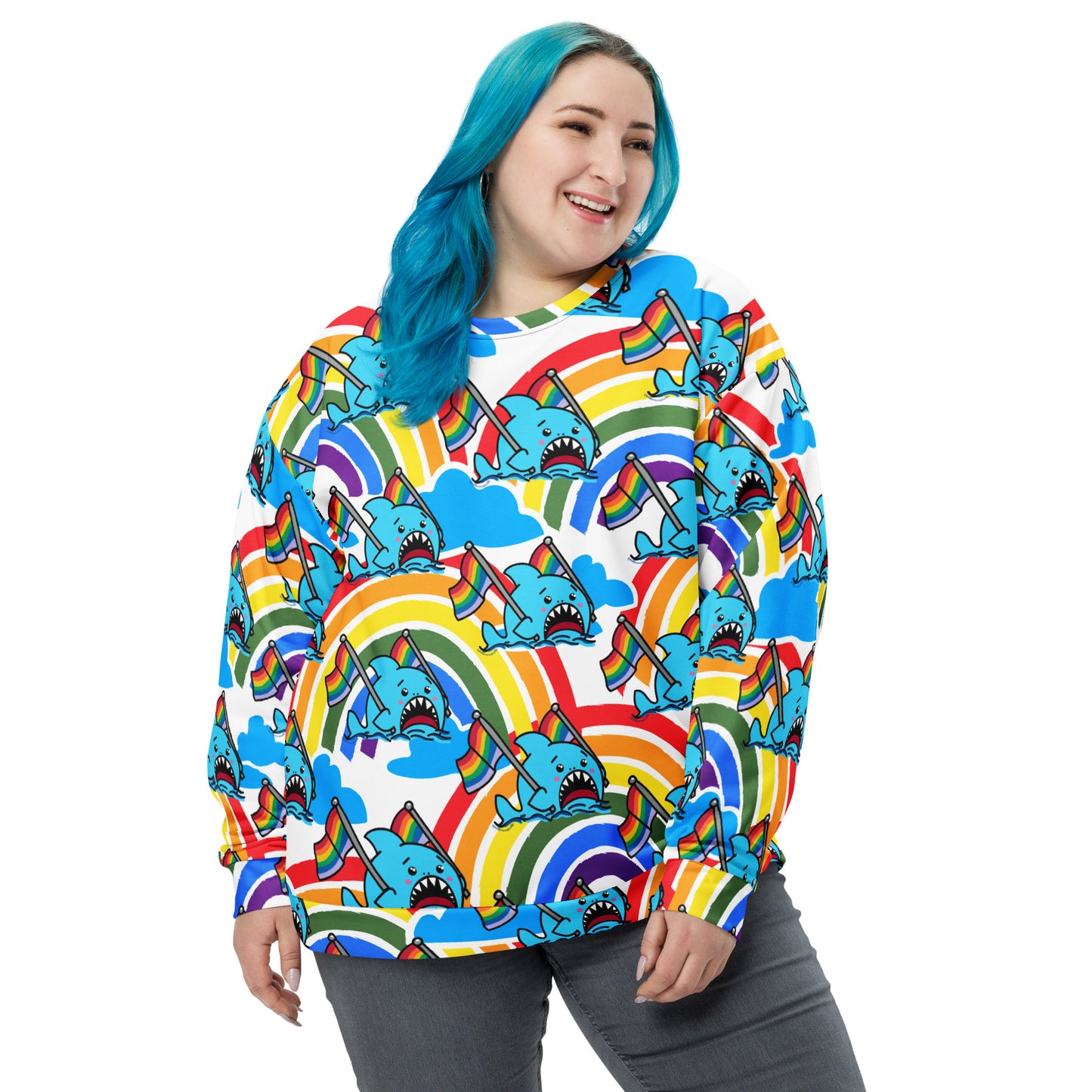 Anxious Shark does Pride- Genderless Sweatshirt, crewneck