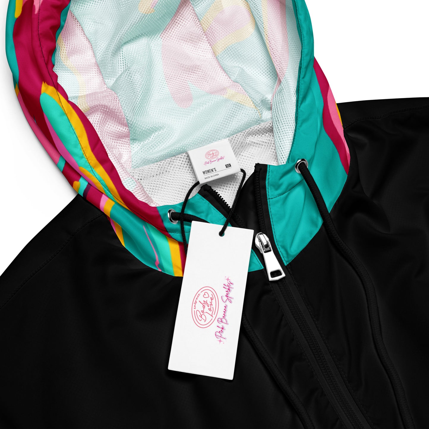 Body Love "New Classic" Cropped Windbreaker- Hot Pink Sleeves