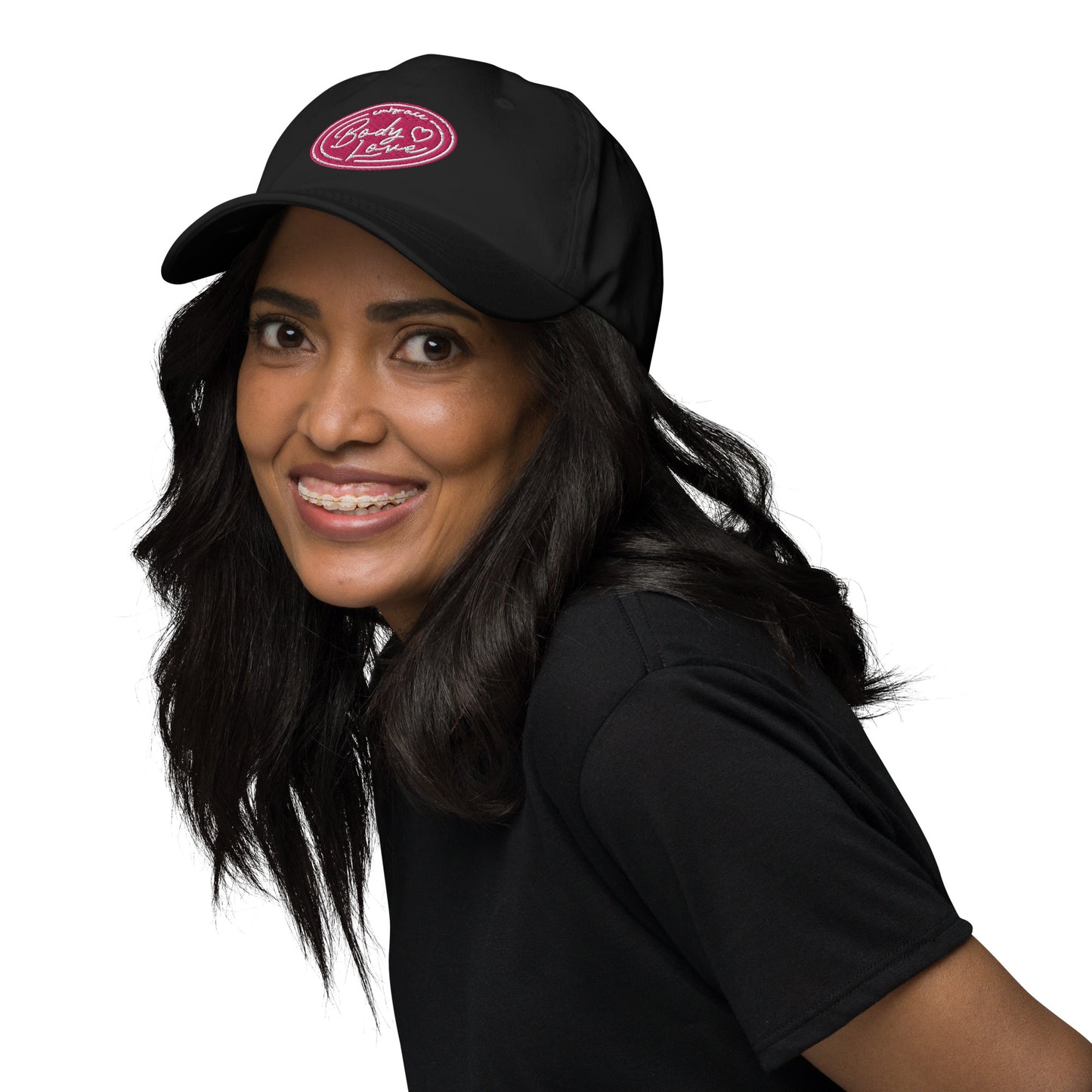 Embrace Body Love Logo "Dad" Baseball Hat- Pink logo