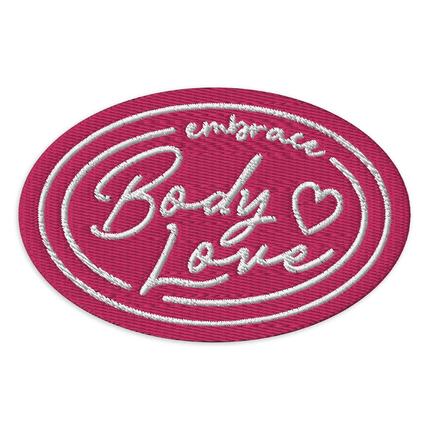 Embrace Body Love Logo, Embroidered Patch- Pink/White Logo