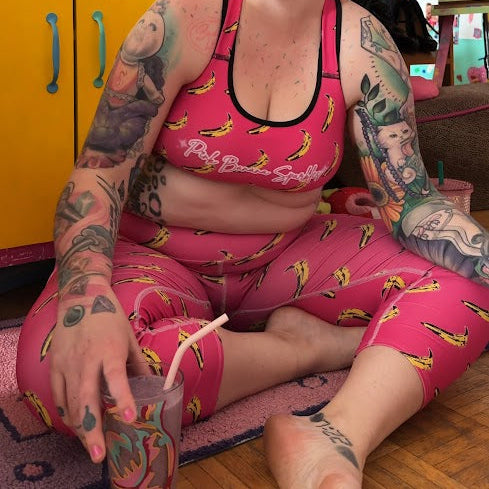 Pink Banana Yoga Capri Leggings- Dark Pink