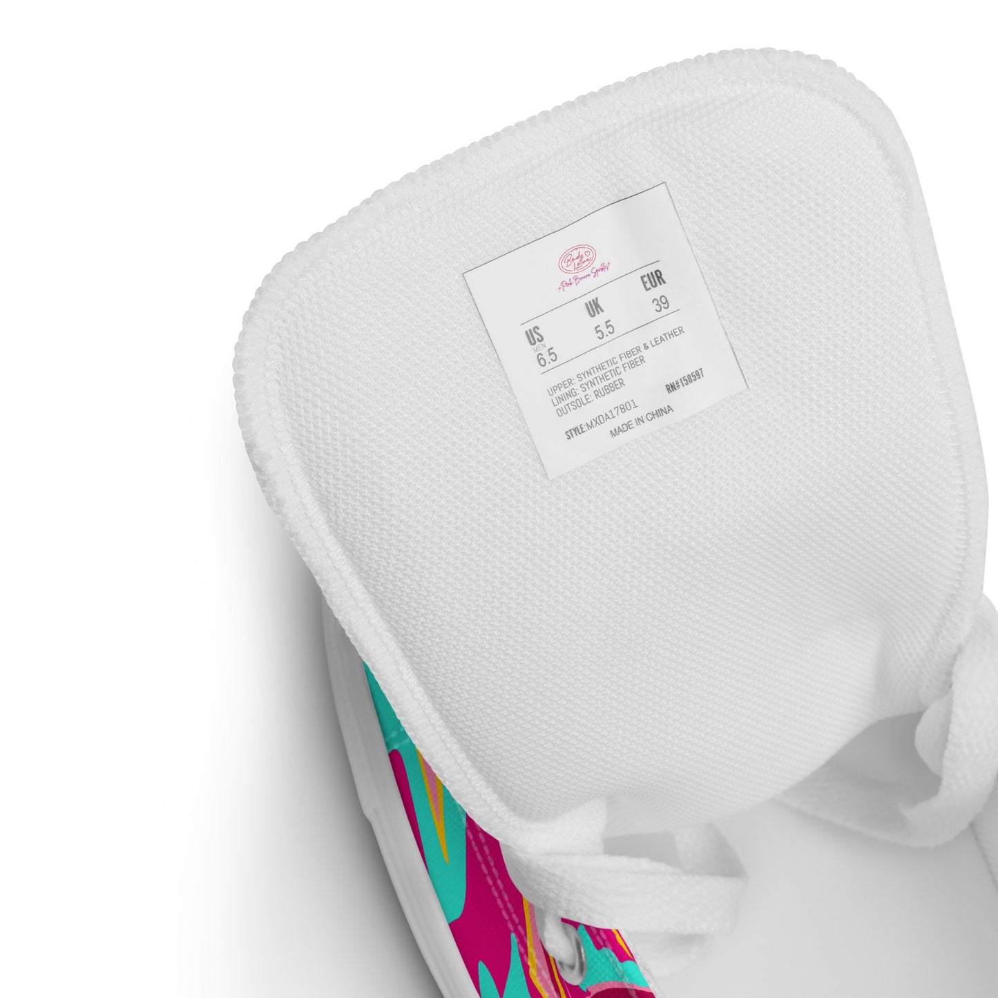 Embrace Body Love High Top Canvas Shoes- Split Colour, Hot Pink/Teal (Men's Sizing)