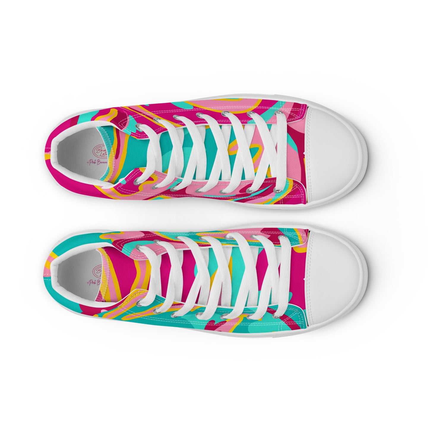 Embrace Body Love High Top Canvas Shoes- Split Colour, Hot Pink/Teal (Men's Sizing)