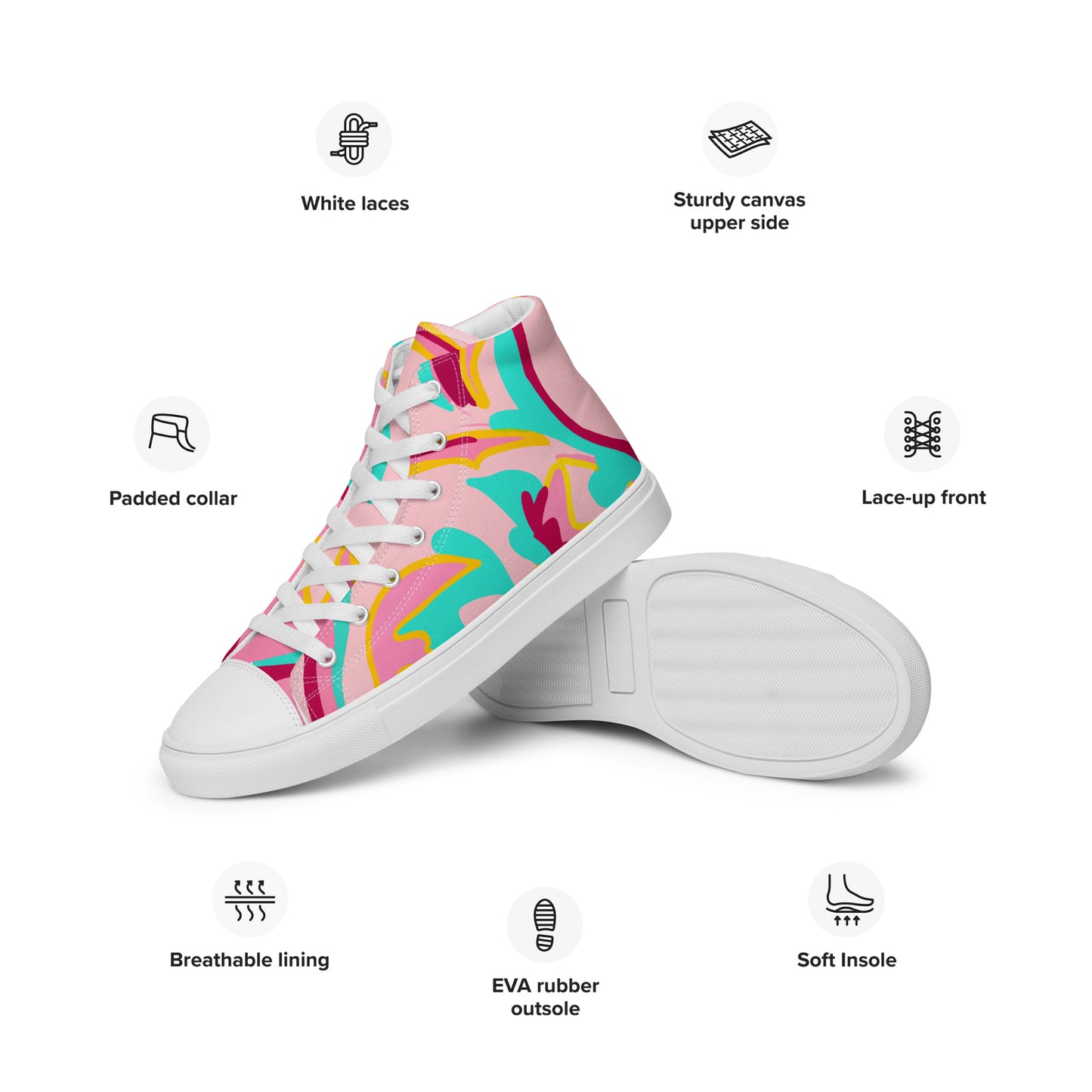 Embrace Body Love High Top Canvas Shoes, Light Pink (Men's Sizing)