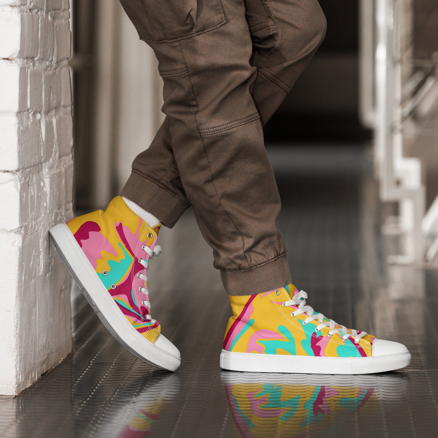 Embrace Body Love High-Top Canvas Shoes- Yellow (Men's Sizing)
