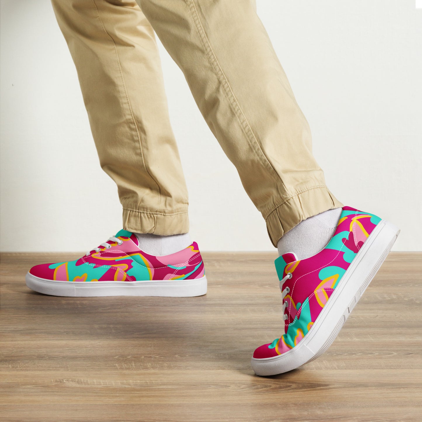 Embrace Body Love Lace-up Canvas Shoes, Hot Pink (Men's Sizing)