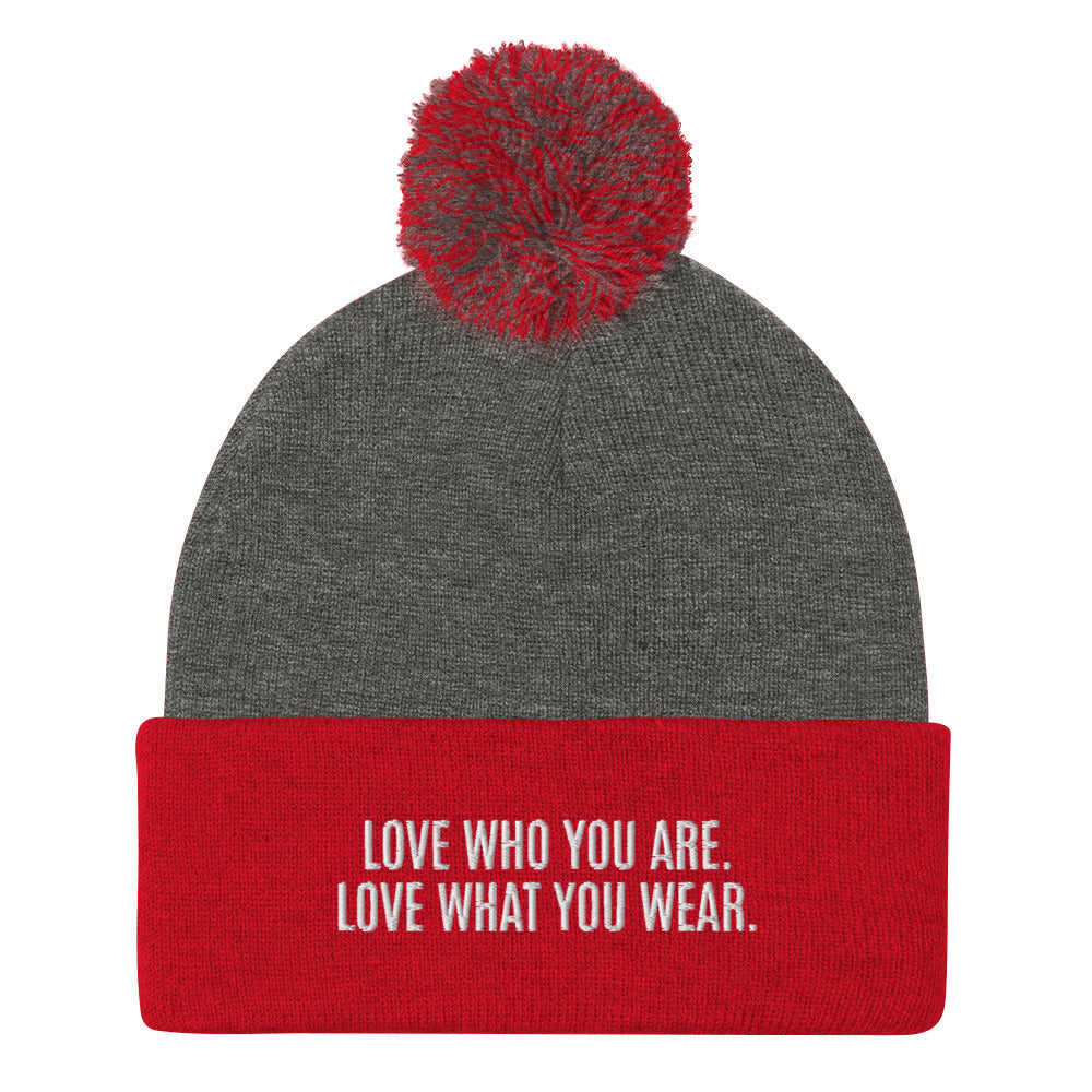 "Love Who You Are" Pom-Pom Beanie (Embrace Body Love)