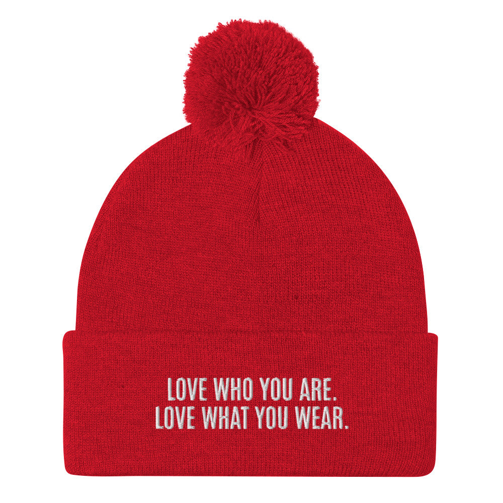 "Love Who You Are" Pom-Pom Beanie (Embrace Body Love)