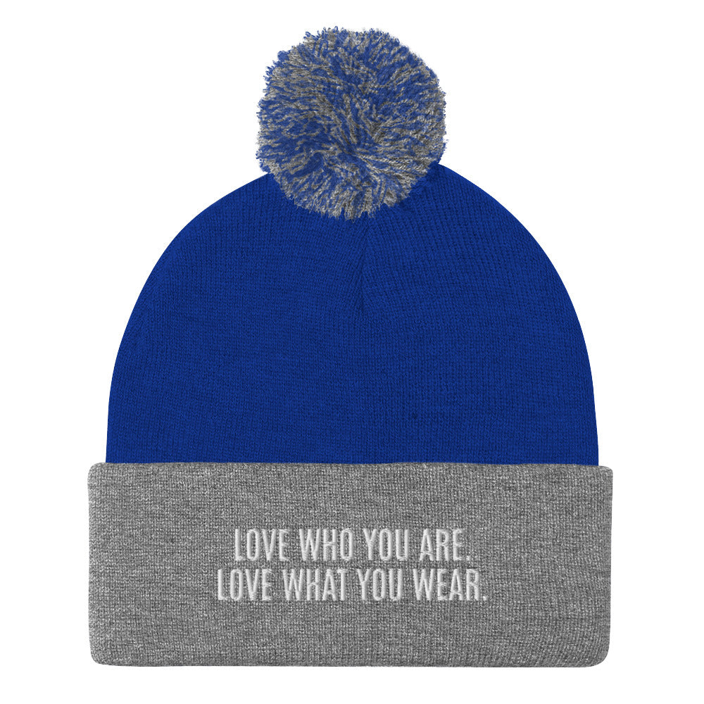 "Love Who You Are" Pom-Pom Beanie (Embrace Body Love)