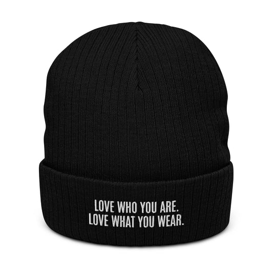 "Love Who You Are" Ribbed Knit Beanie (Embrace Body Love)