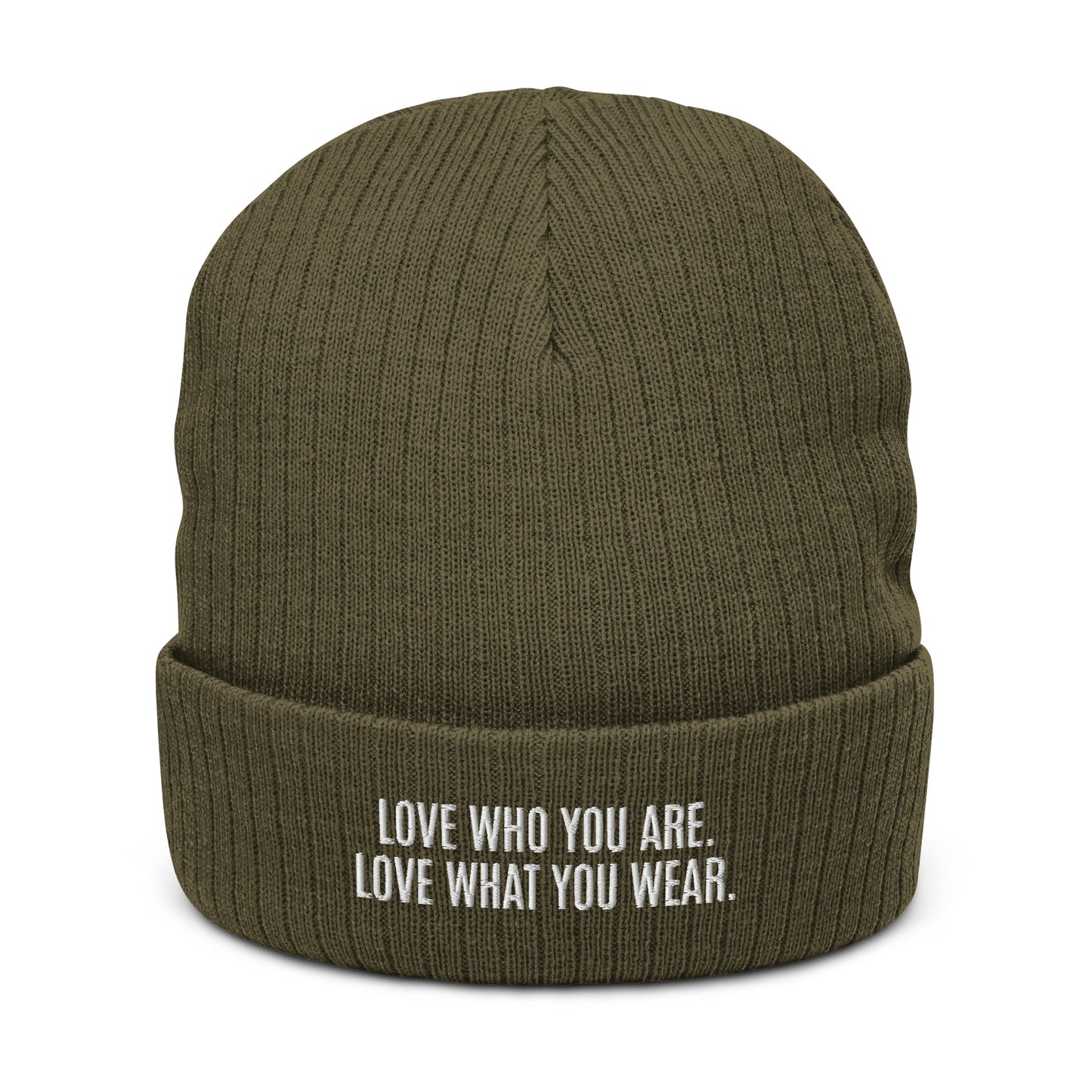 "Love Who You Are" Ribbed Knit Beanie (Embrace Body Love)