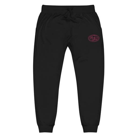 Embrace Body Love Logo Genderless Fleece Sweatpants- Embroidered, pink logo
