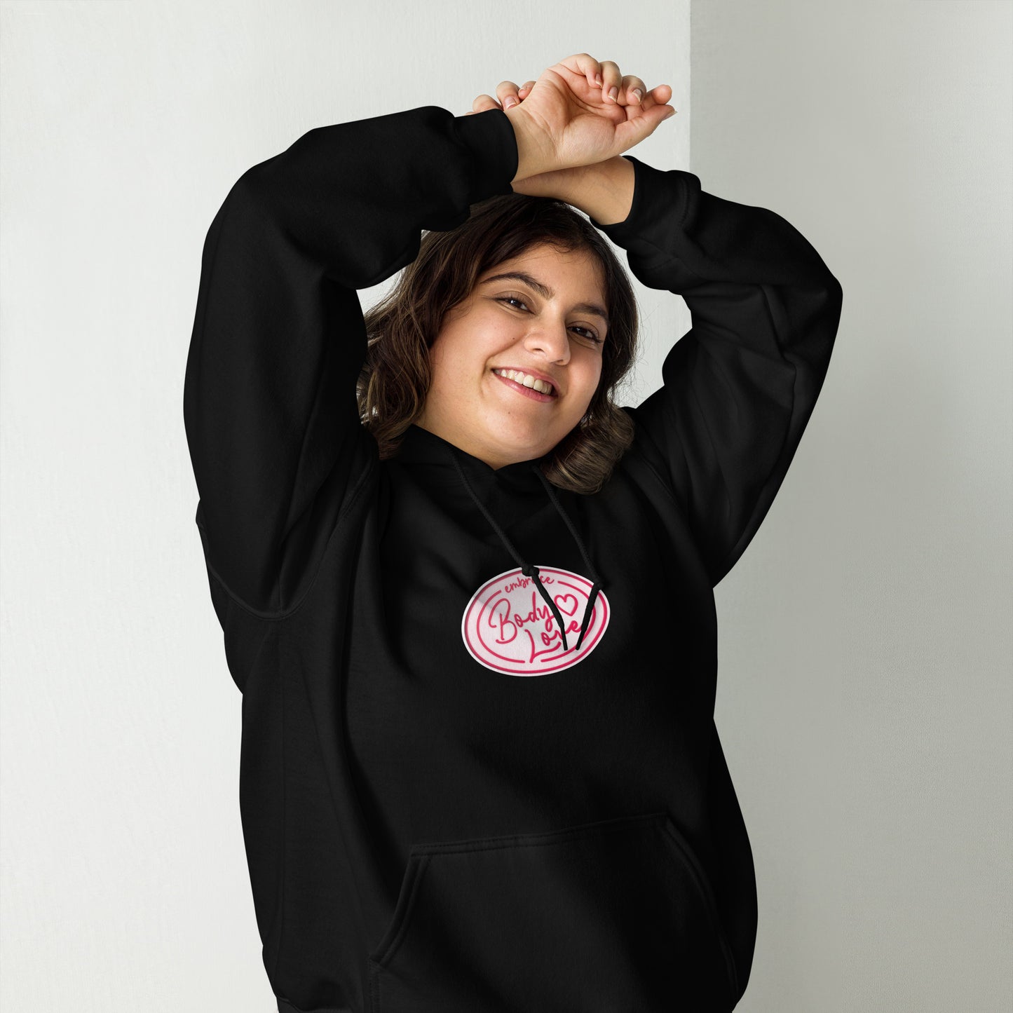Embrace Body Love Logo, Hoodie- Genderless, Pink/White Logo