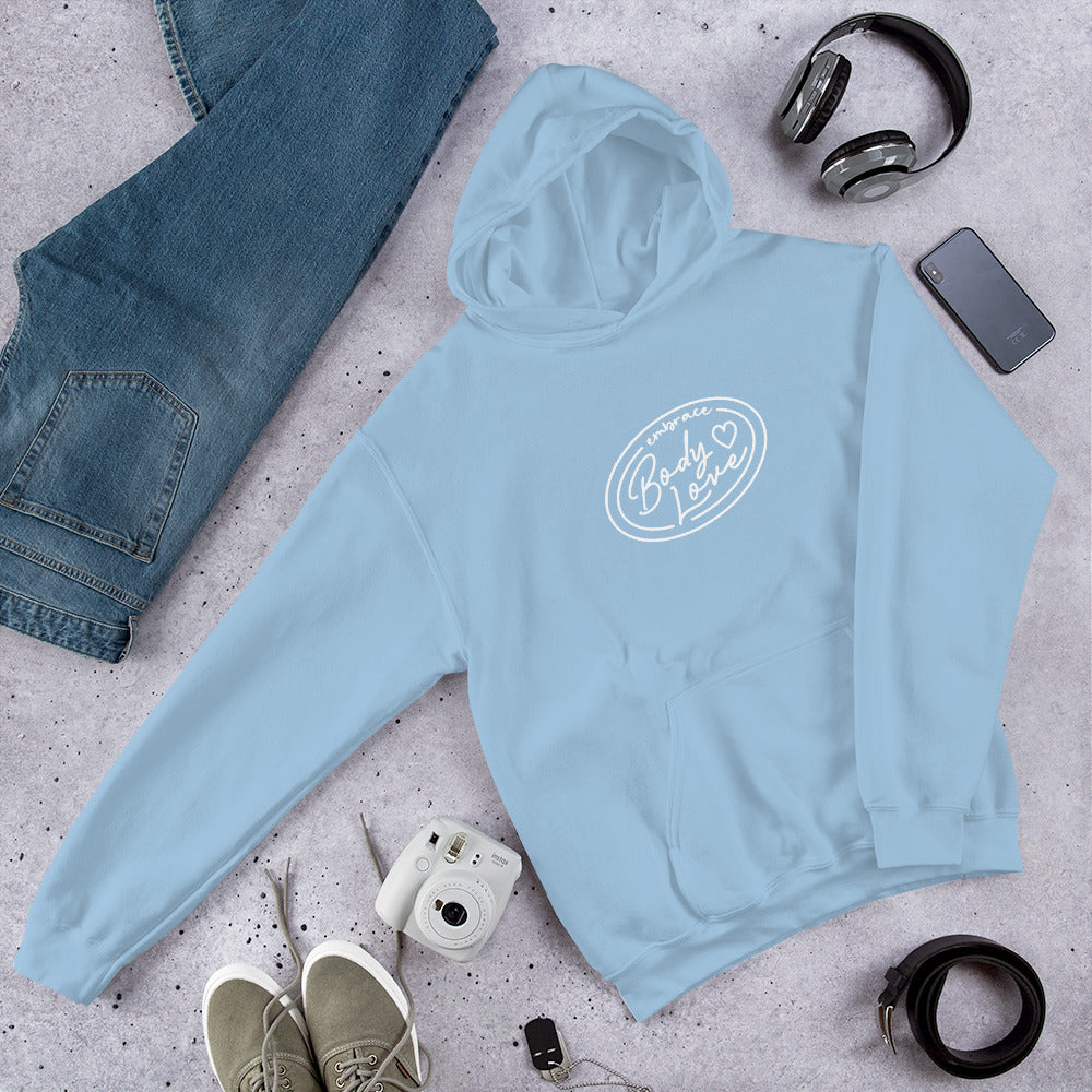 Embrace Body Love Logo, Hoodie- Genderless, White Logo