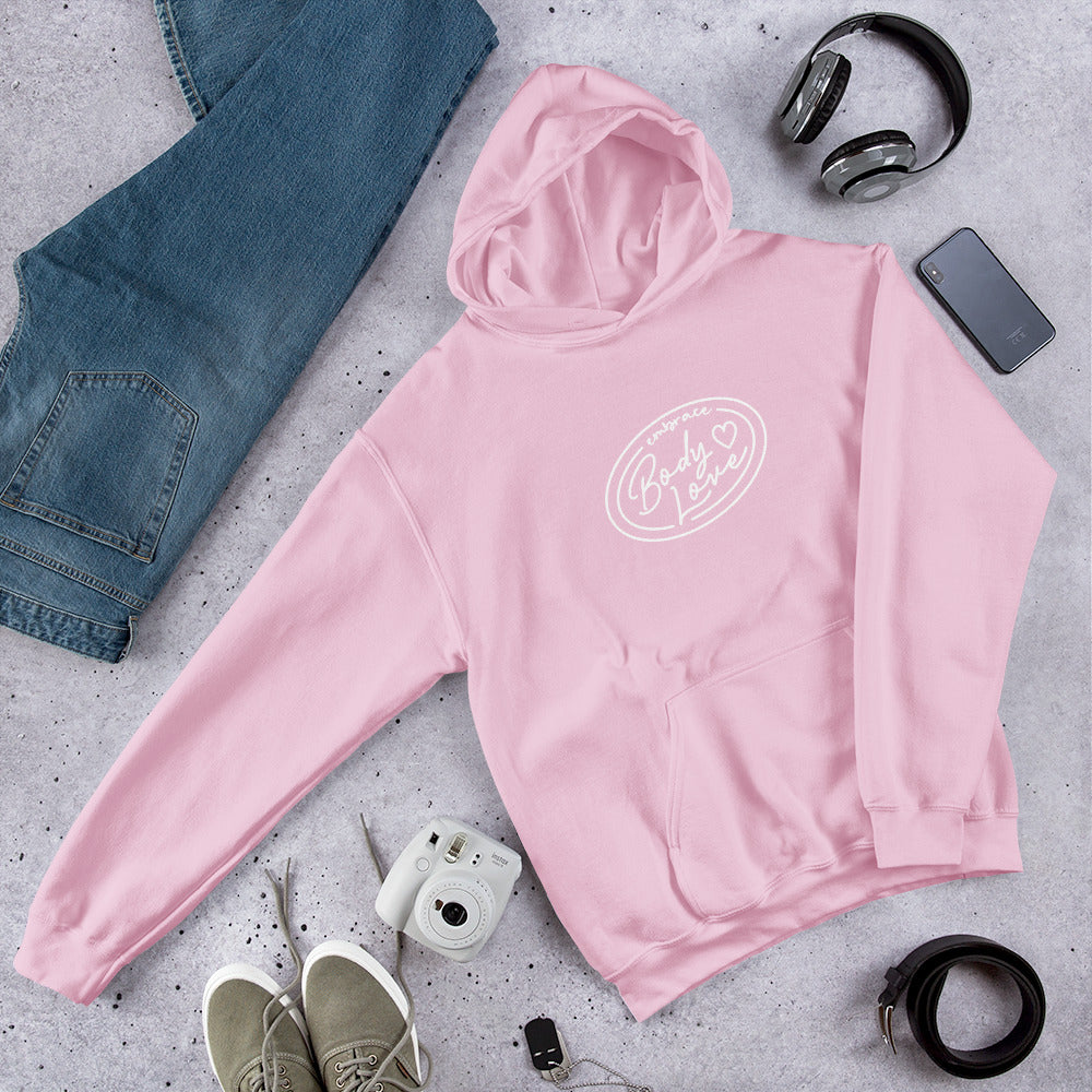 Embrace Body Love Logo, Hoodie- Genderless, White Logo