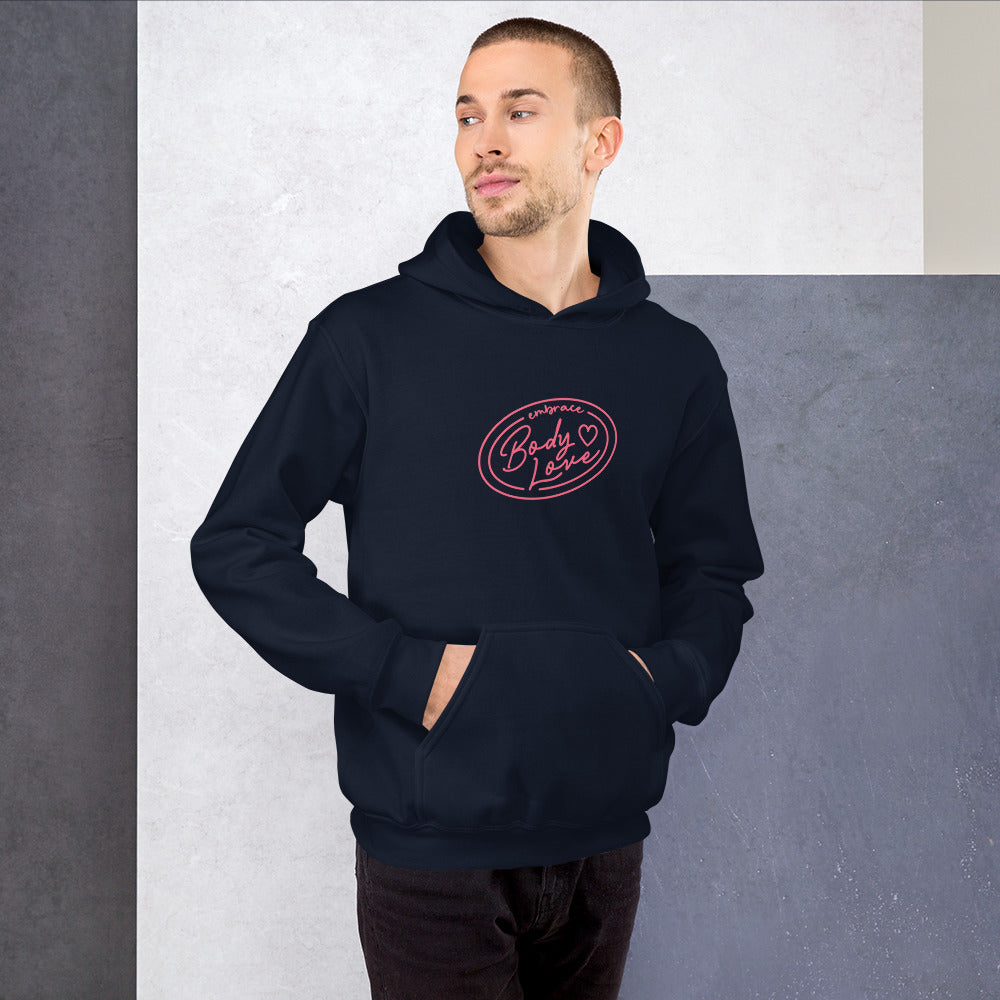 Embrace Body Love Logo, Hoodie- Genderless, Pink Logo