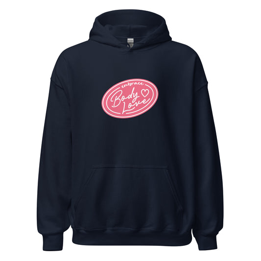 Embrace Body Love Logo, Organic Sweatshirt- Crewneck, Pink/White Logo (Recycled)