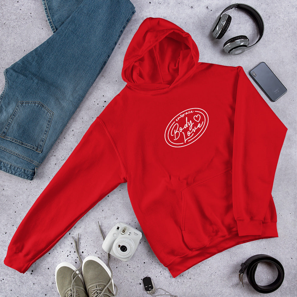 Embrace Body Love Logo, Hoodie- Genderless, White Logo