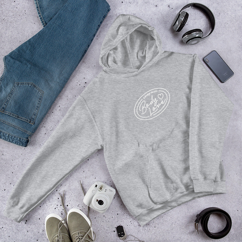 Embrace Body Love Logo, Hoodie- Genderless, White Logo