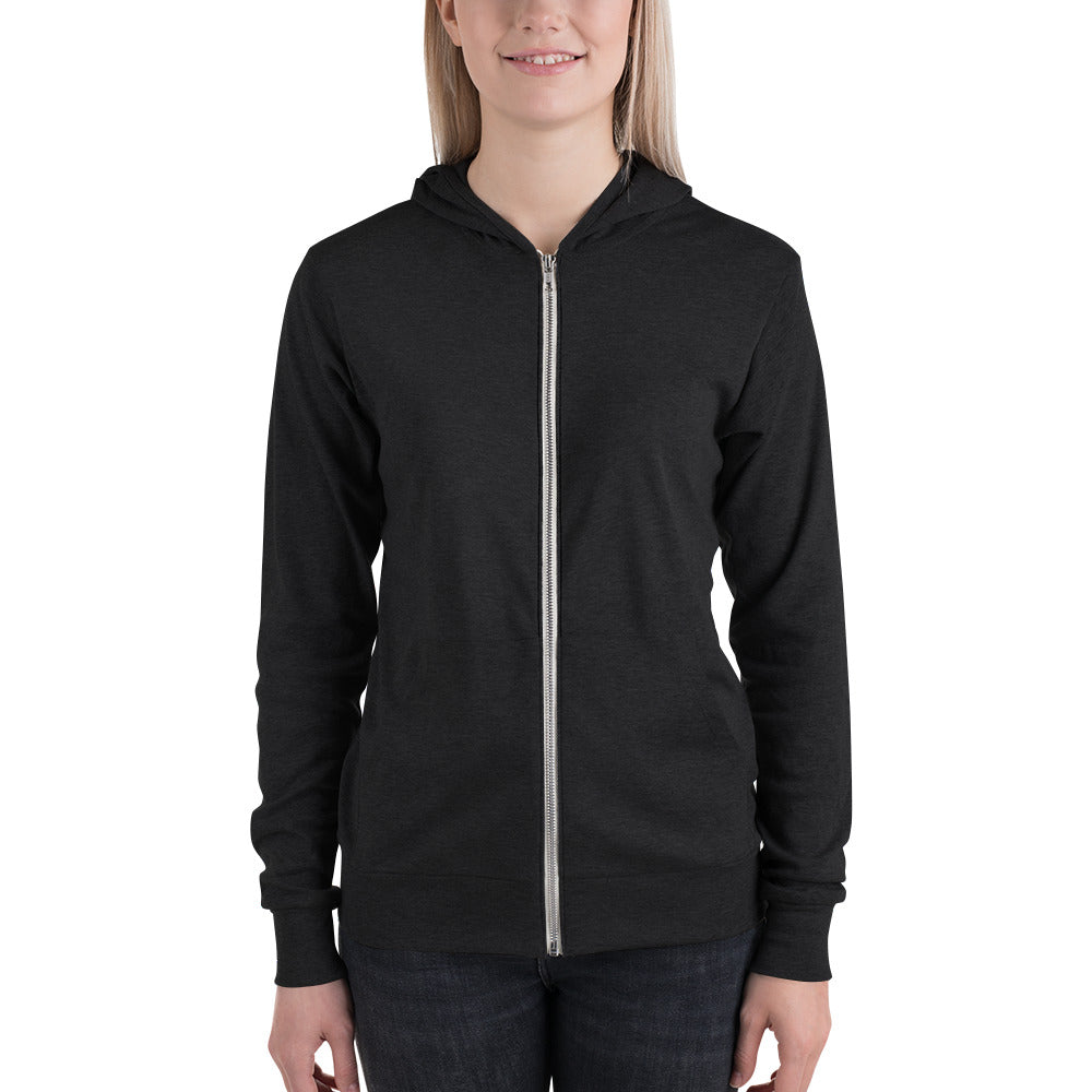 Embrace Body Love Logo, Lightweight Zip Hoodie- Genderless, Pink Logo
