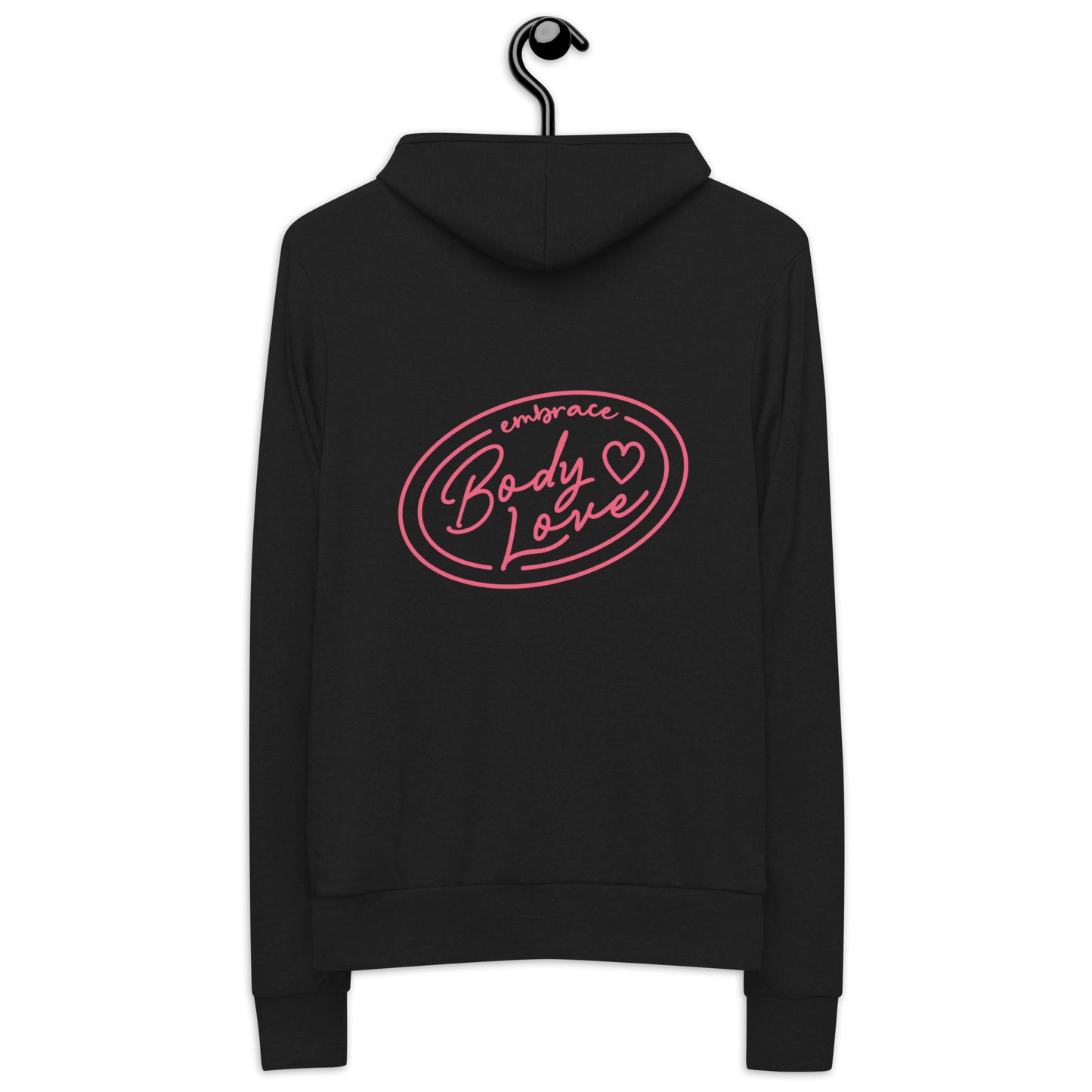 Embrace Body Love Logo, Lightweight Zip Hoodie- Genderless, Pink Logo
