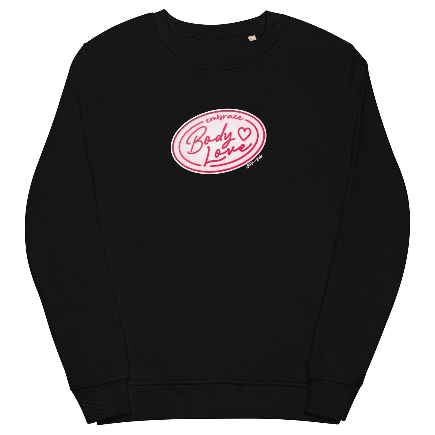 Embrace Body Love Logo, Organic Sweatshirt- Crewneck, Pink/White Logo (recycled)