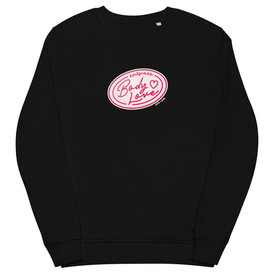 Embrace Body Love Logo, Organic Sweatshirt- Crewneck, Pink/White Logo (recycled)