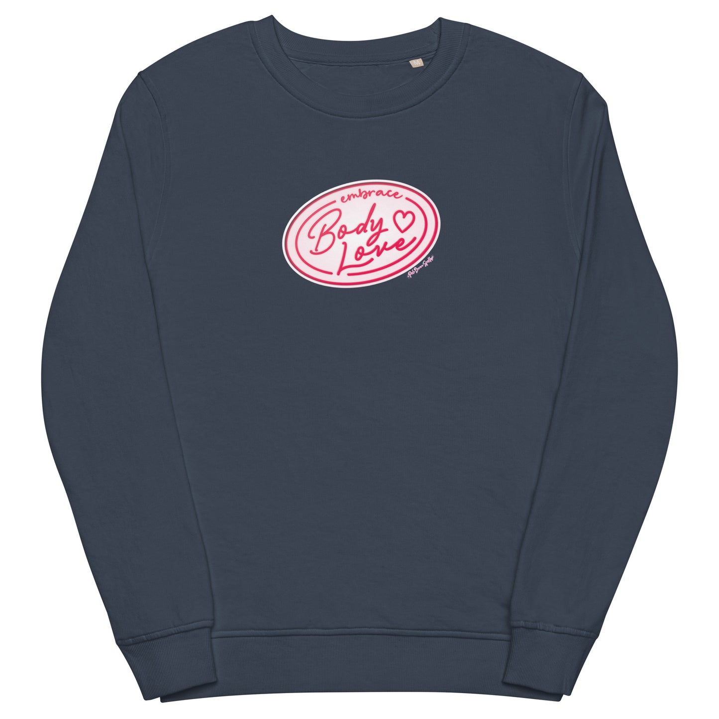 Embrace Body Love Logo, Organic Sweatshirt- Crewneck, Pink/White Logo (recycled)