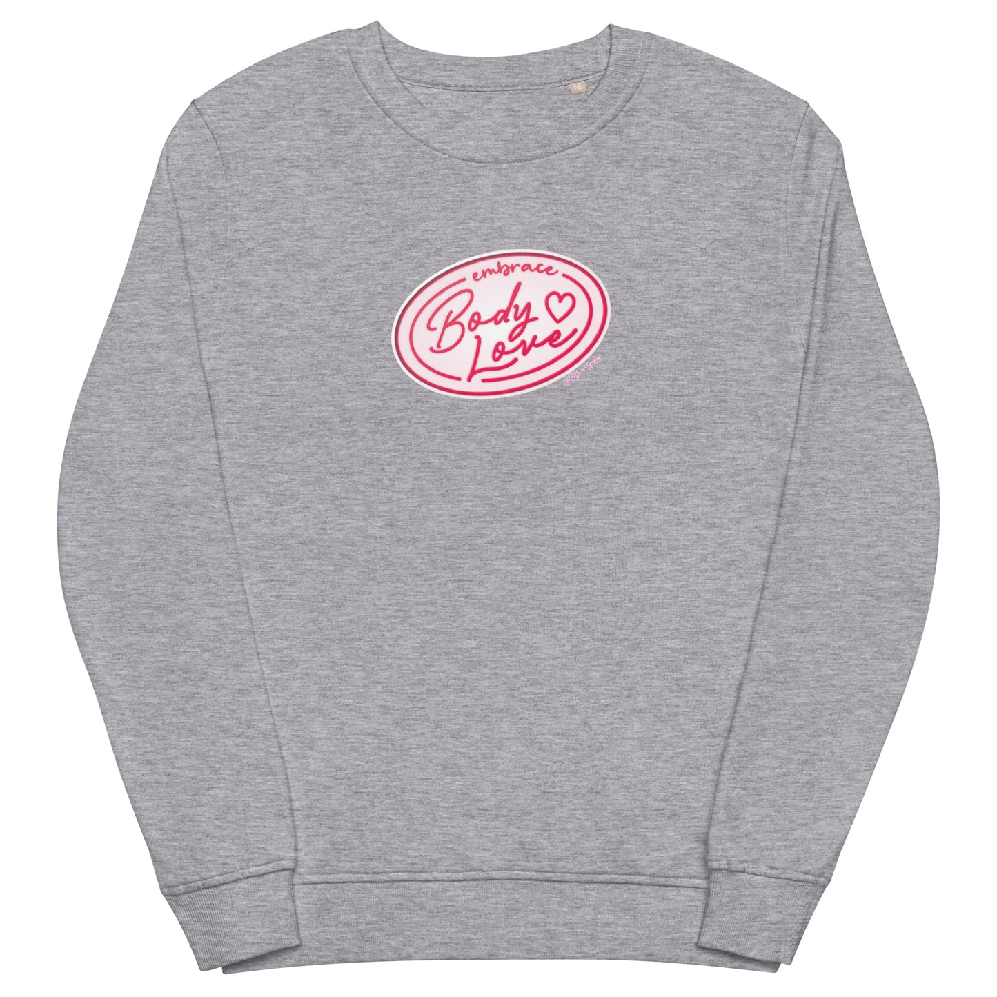 Embrace Body Love Logo, Organic Sweatshirt- Crewneck, Pink/White Logo (recycled)